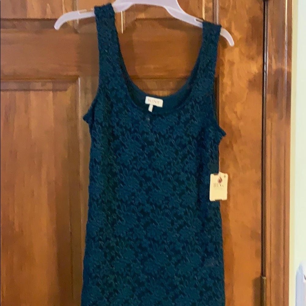 New Hint Teal Womens Top with Heart L NWT Unique
